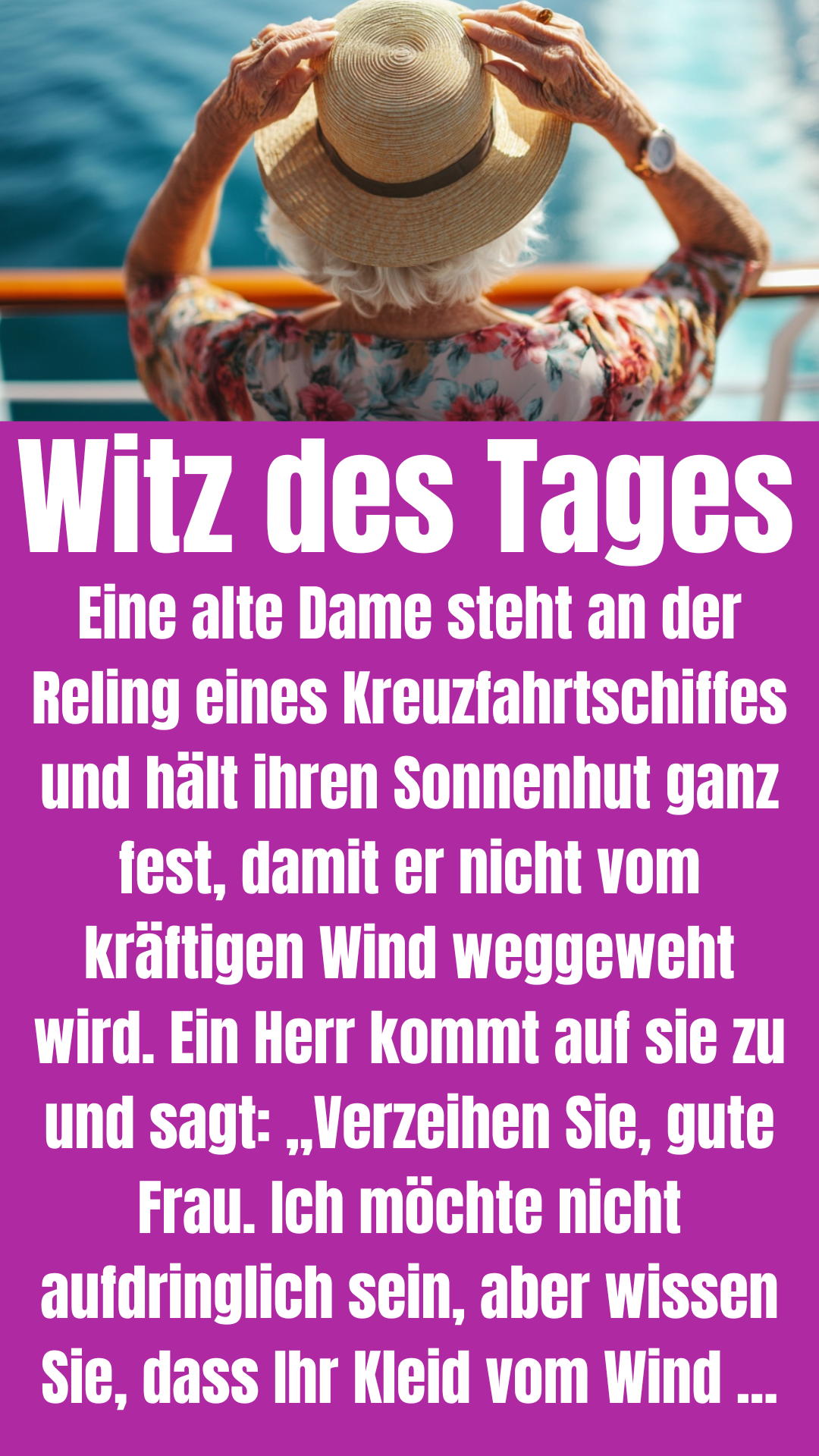 Witz des Tages: Frau entblößt sich, um Hut zu halten