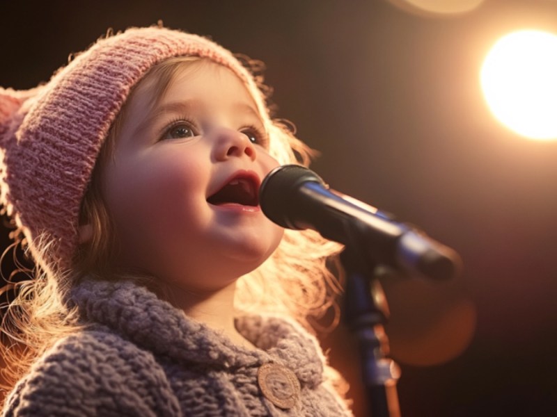 Ein Mädchen, das singt.