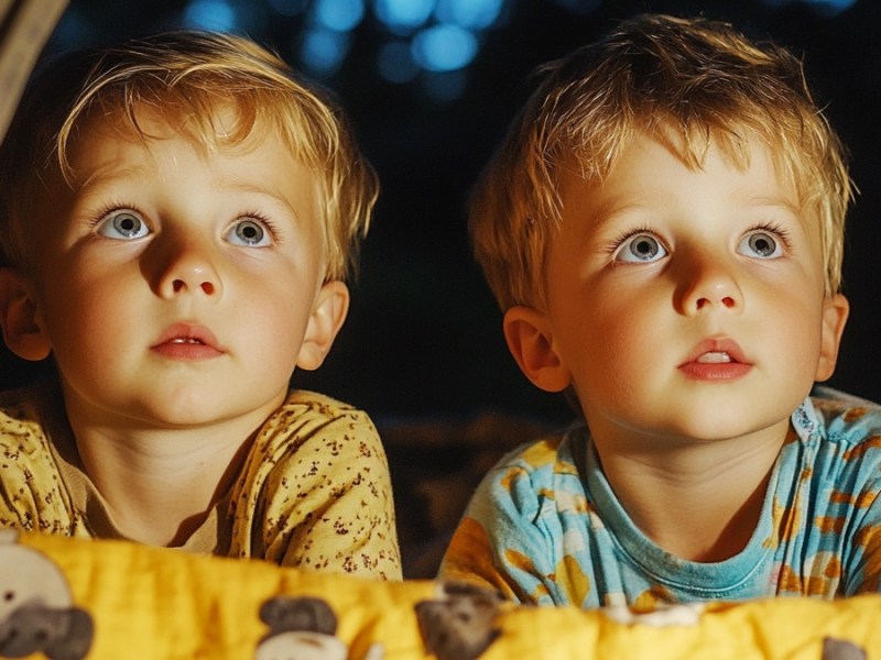 Zwillinge im Kinderbett. (KI-generiert)