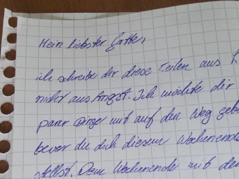 Ein Brief einer Mutter an ihren Ehemann.