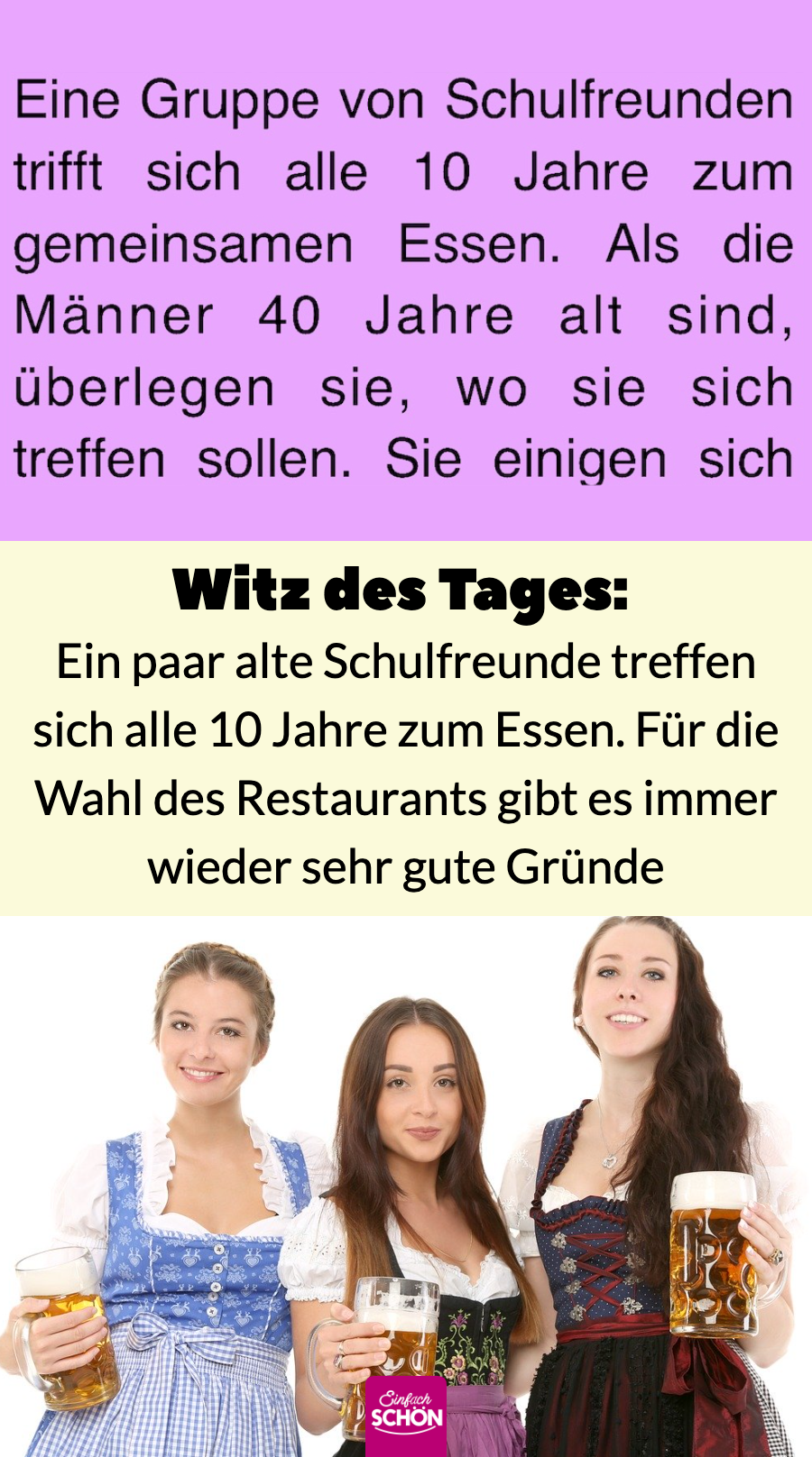 Witz des Tages: Schulfreunde sind alle 10 Jahre im Brauhaus