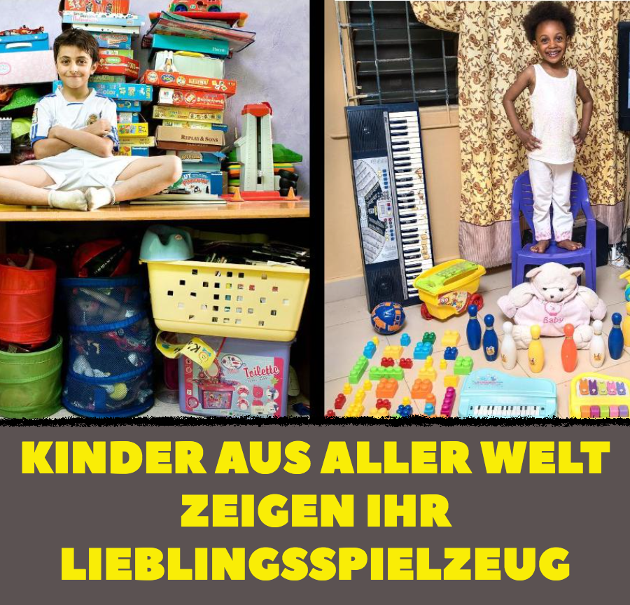 16 Kinder aus aller Welt mit ihrem Lieblingsspielzeug