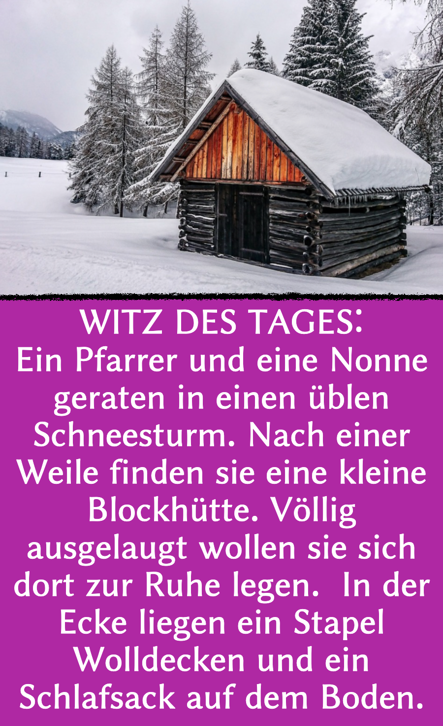 Pfarrer-Witz des Tages: Pfarrer soll Nonne wärmen