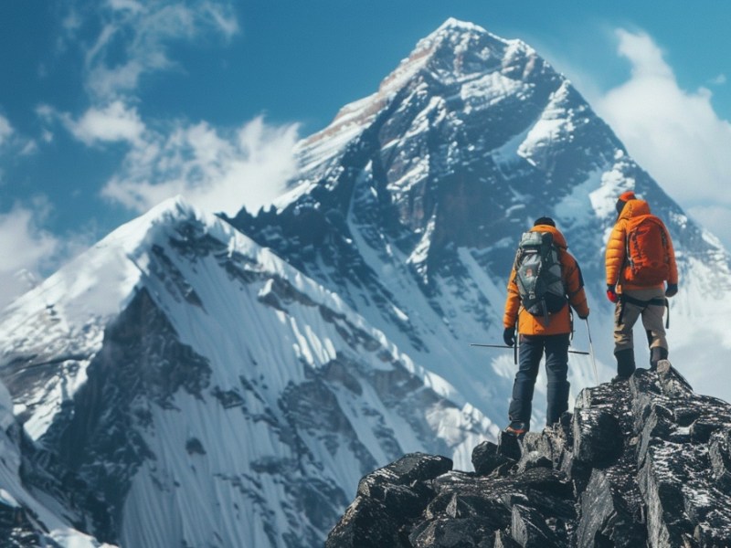 Zwei Bergsteiger auf dem Mount Everest.