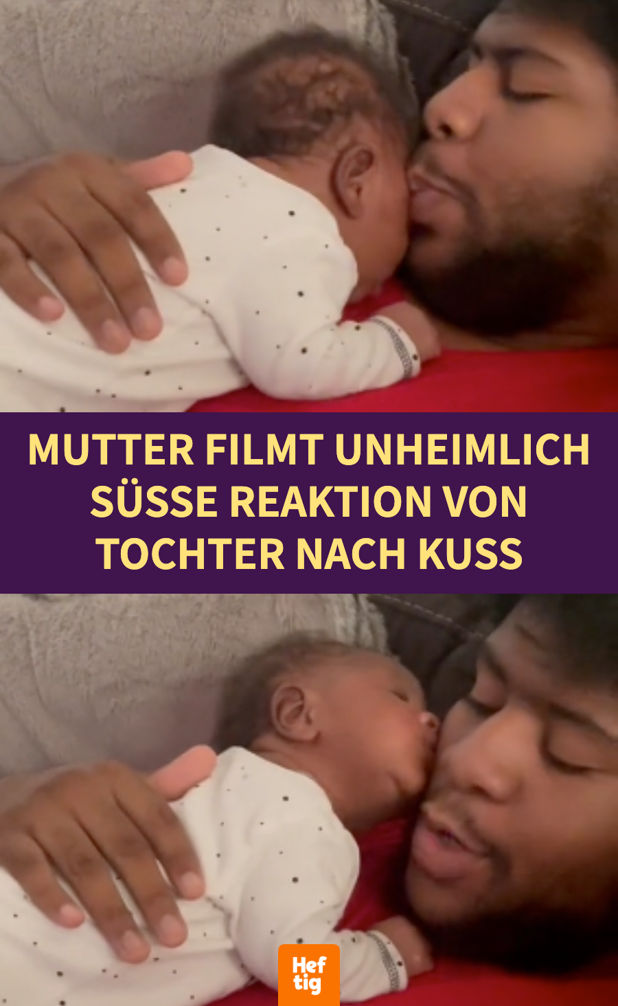 Video: Papa küsst neugeborene Tochter, sie küsst zurück