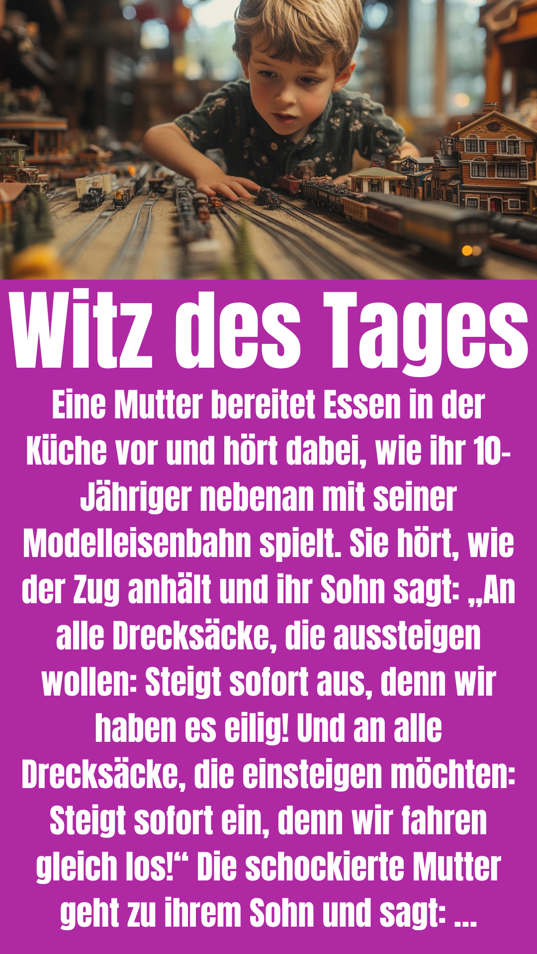 Bahn-Witz des Tages: Kind spielt mit Modelleisenbahn