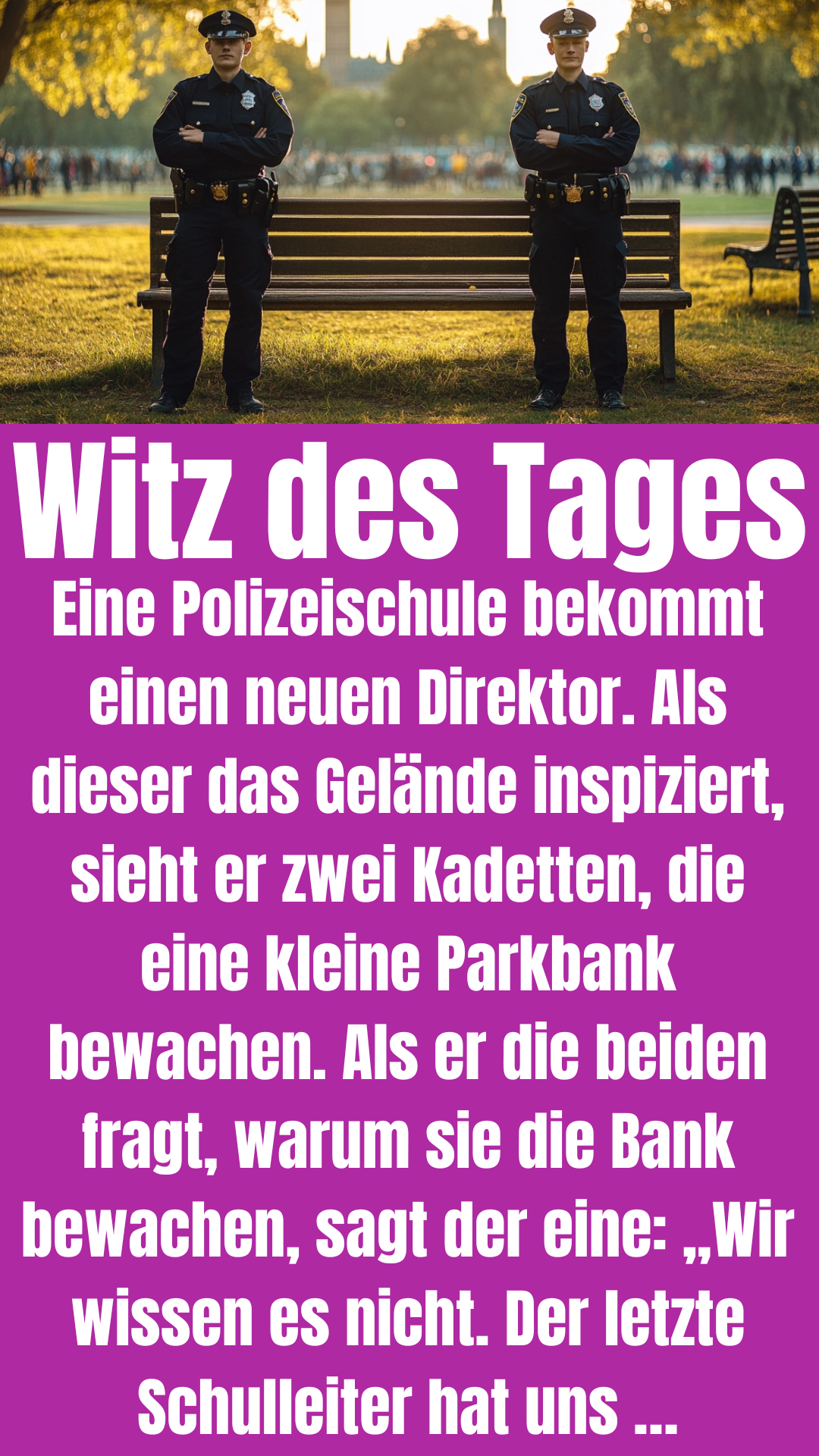 Polizei-Witz: Polizisten bewachen Parkbank