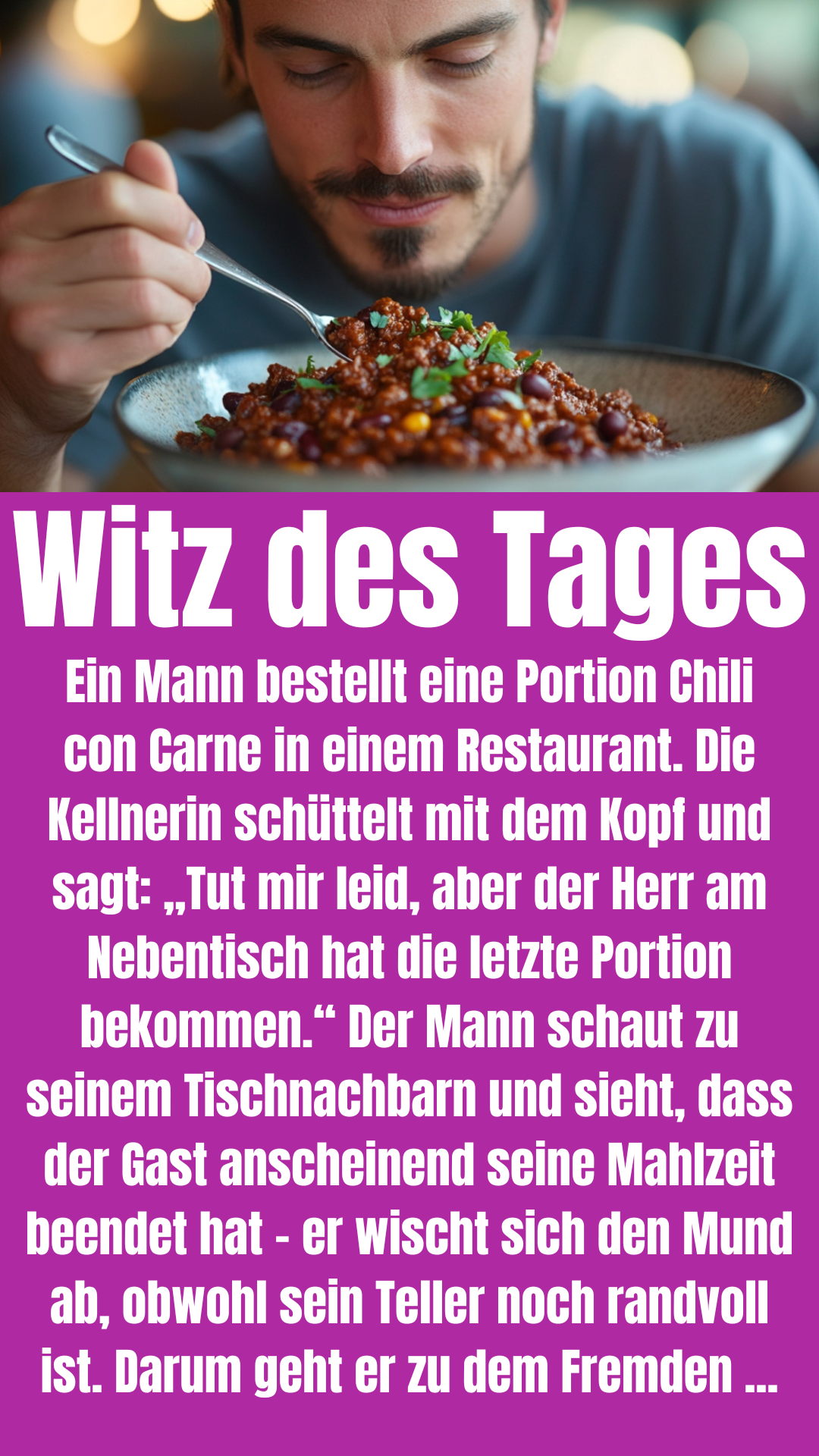 Restaurant-Witz: Chili con Carne mit Überraschung