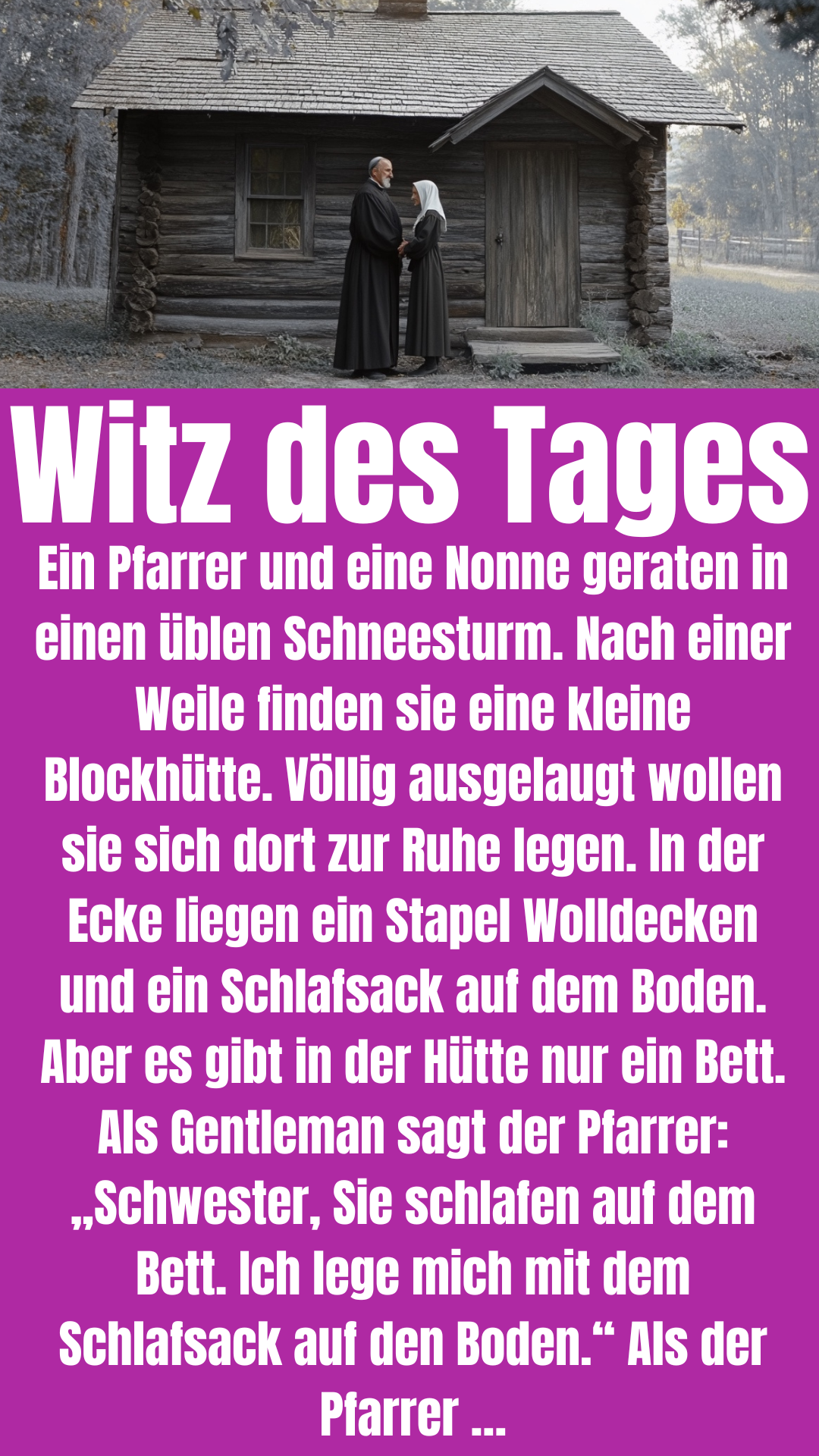 Witz des Tages: Pfarrer soll Nonne wärmen